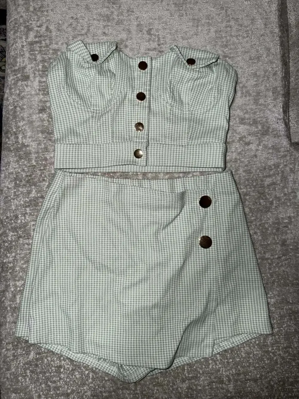 Rico Melograno Houndstooth Bustier Top and Skort Matching Set